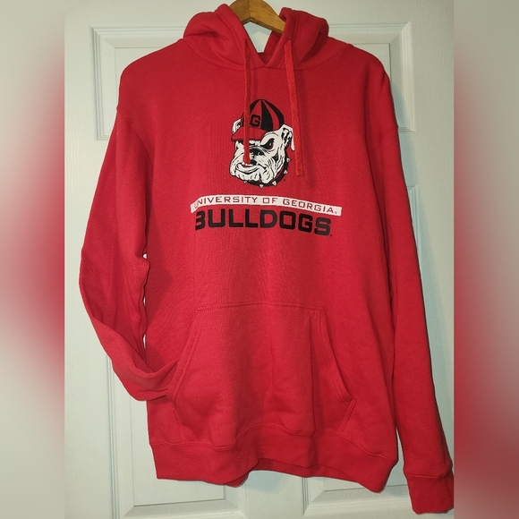 Georgia Bulldogs Russell Athletic Hoodie Size Large Red Football - Picture 1 of 7